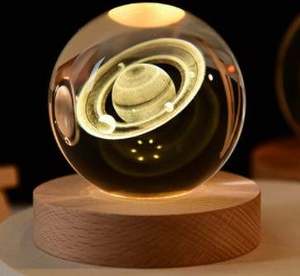 Bola de cristal de arte <span class=keywords><strong>3D</strong></span> de 8cm, lámpara de noche Solar, Luna, Galaxia, Saturno, esfera, bola de cristal, luces nocturnas, decoración del hogar, lámpara de Luna de Saturno - Product Image 3