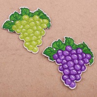 Groene paarse druiven geborduurde patches, strijkbaar, fruitmotief, decoratieve patch voor jassen, tassen, hoeden, DIY