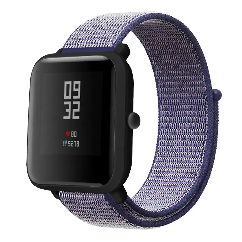 OULUCCI 20mm Nylon Loop Strap for Xiaomi Huami Amazfit Bip BIT Lite Youth Smart Watch Wearable Wrist Bracelet Amazfit Watch