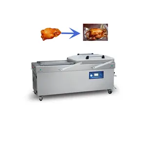 Automatic lid lifting vacuum packing machine for whole chicken double chamber vacuum food sealer
