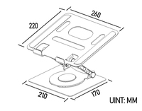 Support portable pliable et rotatif 2-en-1 en alliage d'aluminium argenté pour ordinateur portable gamer avec hub USB intégré