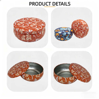 Boîte en tôle ronde à motif floral, qualité alimentaire, personnalisable, pour cosmétiques et lotions, avec couvercle hermétique