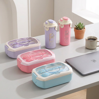 Kunststoff-Lebensmittelbox mit Fächern, Mikrowellengeeignet, Luftdicht, 800-1000ml Fassungsvermögen, Quadratische Form, Modernes Minimalistisches Design für Pendler