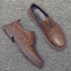 Men's Trendy Versatile Casual Genuine <b>Leather</b> Shoes Autumn for Low-Cut <b>Work</b> <b>Boots</b> British Style Large Size Dress - Product Image 5