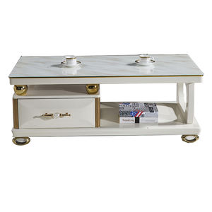 خفف من الزجاج الصغيرة جولة طويل القامة طاولة جانبية الحديثة الأبيض للبيع - Product Image 4