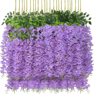 Artificial Wisteria Flowers White Silk Flower <b>Vines</b> Ceiling Wedding Decorations Outdoor Photography Props Home Decor - Product Image 3