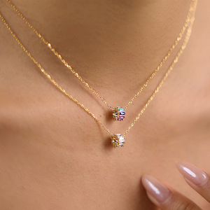 18K Gold Plated Minimalist <b>Pendant</b> Necklace With Cubic Zirconia <b>Emerald</b> Cut Stones Box Chain Women's Jewelry - Product Image 3