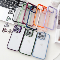 Coque de téléphone antichoc transparente avec béquille intégrée pour iPhone 17 16 15 14 13 12 11 Pro Max, dos en métal et acrylique