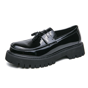 New Men's Low-Top Thick-Soled <b>Height</b>-<b>Increasing</b> Leather <b>Shoes</b> Korean Style Contrasting Color Tassel Fashion Young Men's <b>Shoes</b> - Product Image 6