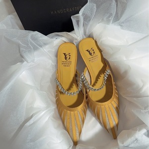 Chaussures d'été bohèmes style féerique pour femmes, à talons aiguilles, talons hauts, ornées de cristaux, à bout pointu, talon fin, style romain, pour la plage, directement de l'usine - Product Image 2