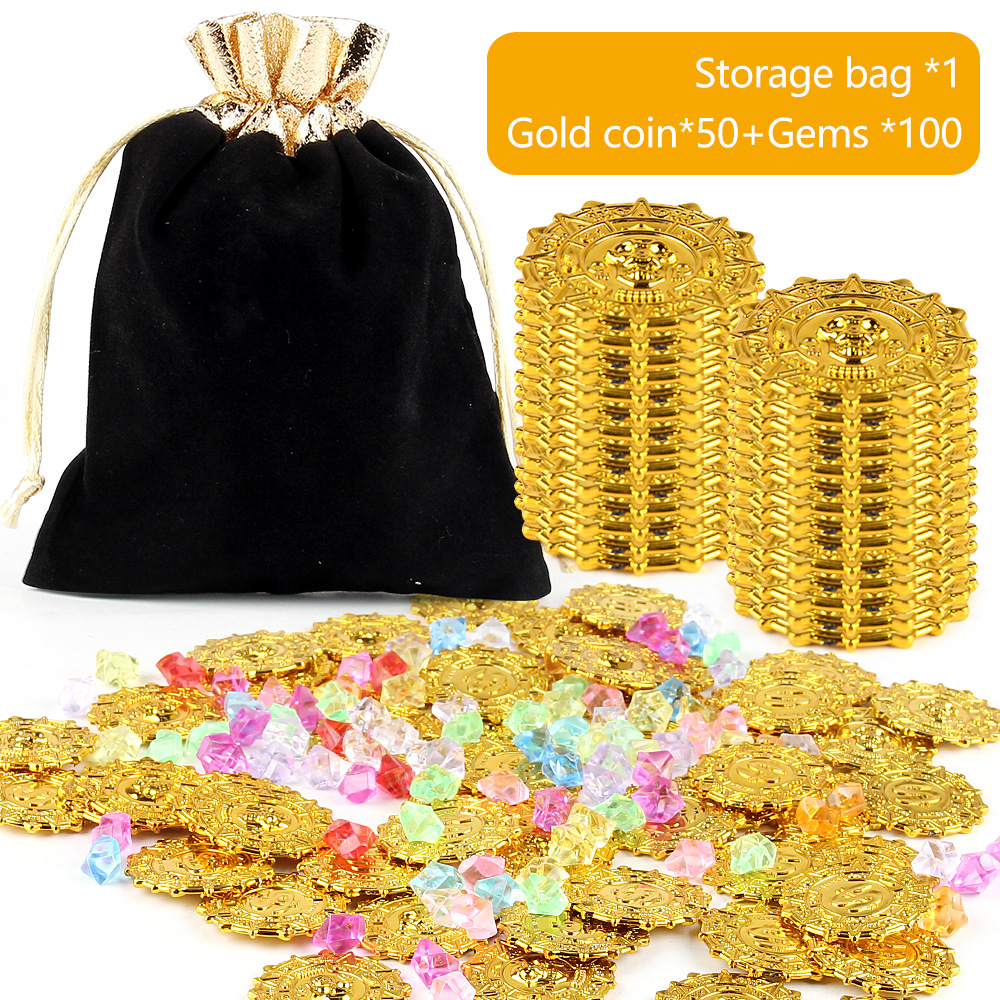 Pacchetto di gemme con monete d'oro pirata