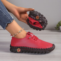 Chaussures plates en cuir faites à la main pour femmes - Mocassins décontractés à semelle antidérapante pour un usage quotidien