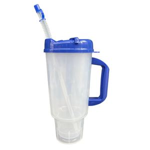 Customized Double-layer Plastic PP Transparent 32 oz 1000ml Car Mug Big Water <b>Cup</b> With <b>Straw</b> - Product Image 1