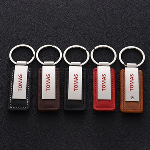 Wholesale Custom Logo Printed, Key Ring Chain Blank Pu Leather Keychain <strong>Laser</strong> Metal and Leather Keyring/ - Product Image 1