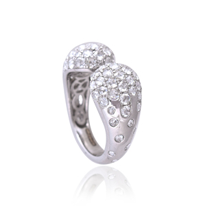 18K White <b>Gold</b> Natural Diamond Brilliant Cut Trendy Open Statement <b>Ring</b> Luxury Fine Jewelry Designer <b>Cocktail</b> <b>Ring</b> for Women - Product Image 5