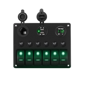 Bảng Công Tắc Rocker Thuyền Màu Xanh Dương Ổ Cắm 6 Vị Trí 12 Vôn + Bộ Sạc USB Kép (2.1A + 1A)+ Đồng Hồ Hiển Thị Điện Áp Kỹ Thuật Số Chống Nước - Product Image 4
