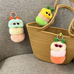 New Cute Plush Caterpillar Keychain Cartoon Plush Doll <b>Bag</b> Pendant Creative Car Keychain Small <b>Gift</b> - Product Image 4