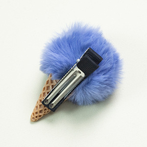 Pince à cheveux alligator personnalisée en fausse fourrure pompon style crème glacée, boule de fourrure moelleuse, accessoire pour cheveux d'enfants, emballage cadeau pour vêtements - Product Image 4