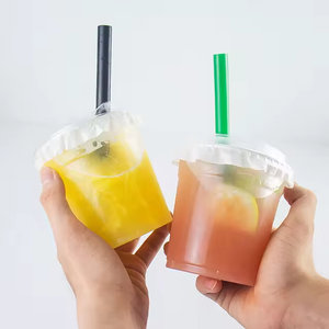 Vasos Desechables de Plástico PET Transparente para Bebidas y Smoothies, con Tapas, Impresión Personalizada, Ecológicos, de Pared Simple, para Llevar, Venta al Por Mayor - Product Image 1