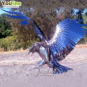 Escultura <span class=keywords><strong>de</strong></span> Águila <span class=keywords><strong>de</strong></span> <span class=keywords><strong>Acero</strong></span> Inoxidable para Jardín, Espejo Exterior Grande - Product Image 1