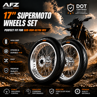 Nouvel ensemble de roues à rayons Supermoto 17 pouces, jante chromée argentée, pneus 70/90-17 90/80-17, kit CNC haute performance Sur-Ron Ultra Bee