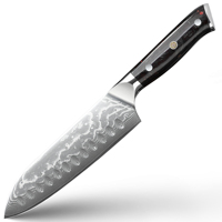 Pisau Santoku Tradisional Jepang Angele 7 Inci, Gagang Resin Ramah Lingkungan, Ambidextrous, Finishing Poles Tinggi untuk Dapur