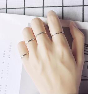 Mode coréenne bagues argyle minimalistes en argent sterling 925 pour couples pour mariages et fêtes à la mode pour femmes hommes - Product Image 4