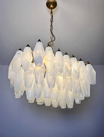 Lustre en verre de Murano avec verres en albâtre blanc