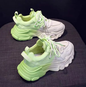 Chunky <b>black</b> and white gradient chunky <b>sneakers</b>, new spring and autumn style, color-blocked mesh athletic casual shoes - Product Image 5