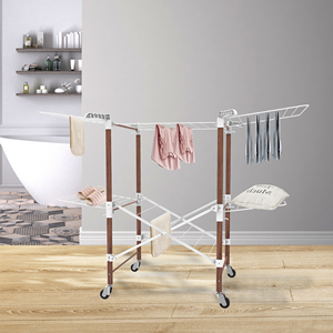 Colgador de ropa de lujo de 24m, estante plegable para secar ropa, secador de suelo de dos capas, caballo con rueda - Product Image 5