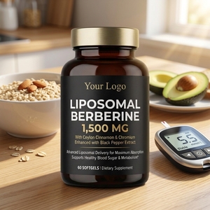 Berbérine liposomale certifiée GMP avec logo personnalisé, 1500 mg avec pipérine pour une absorption maximale des nutriments, 60 gélules molles. - Product Image 1