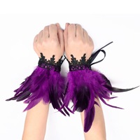 Gants en dentelle pour bal masqué |   Accessoires de costume sur le thème d'Halloween, vêtements de théâtre et de scène, ornés de plumes