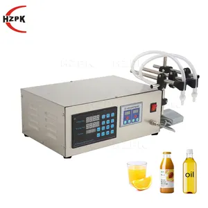 HZPK caliente semiautomático doble cabeza boquilla embotellado digital líquido máquina de llenado para leche jugo Mineral Soda agua bebida