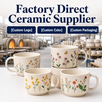 Tasses à fleurs en céramique de luxe en gros, style pastoral nordique, 400 ml, porcelaine réutilisable, grande capacité, écologique, lave-vaisselle