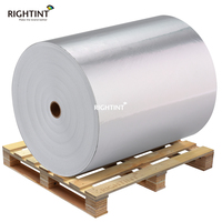 Flexographie en gros, rouleau de film adhésif en aluminium argenté de haute qualité 80 g/m², étiquette en rouleau jumbo flexo argenté