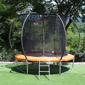 Trampoline rond de <span class=keywords><strong>lit</strong></span> de saut de forme physique d'enfants de jardin extérieur <span class=keywords><strong>avec</strong></span> le filet de sécurité de <span class=keywords><strong>but</strong></span> de basket-ball - Product Image 2