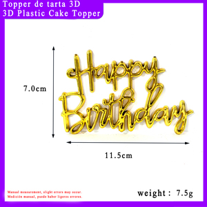 Decorazione per Torta di <span class=keywords><strong>Compleanno</strong></span> in Plastica Placcata Oro 3D con Scritta Cursiva 'Happy Birthday' <span class=keywords><strong>a</strong></span> Prezzo di Fabbrica - Product Image 2