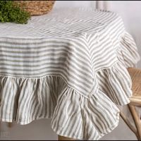Nappe Moderne Carrée 100% Lin Écologique avec Volants en Treillis Faits Main Réutilisable Imperméable pour la Maison Hôtel Fête