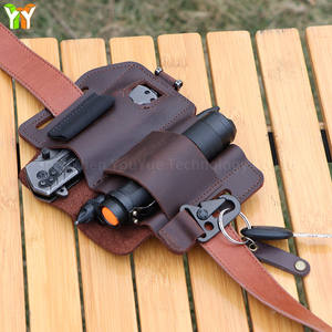 Organisateur de poche multi-outils en cuir véritable pour le camping, étui pour couteau pliant EDC, étui pour lampe torche, pochette, ceinture, sac de taille pour l'extérieur - Product Image 5
