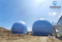 Réservoir de stockage de gaz à double membrane de 750 m³ pour le stockage de biogaz, anti-vieillissement, intégré, avec équipement de gonflage inclus