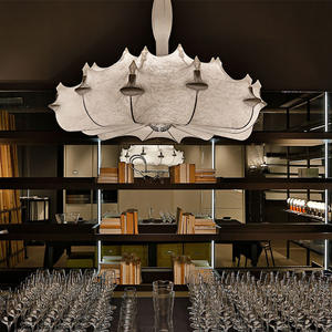 Lustre en soie blanche de style italien moderne et nordique, luminaire de couleur crème pour salon, salle à manger, centre de pièce - Product Image 1