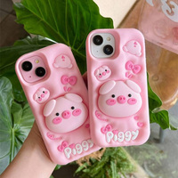 Nouvelle Coque de Protection en Silicone 3D Mignonne Motif Cochon pour Téléphones Mobiles 13 14 15 16 17 Pro Max
