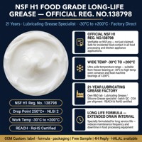 Graisse longue durée de qualité alimentaire NSF H1 400g Reg138798 pour presse à huile, presse-agrumes, machine à glace, roulement de bouilloire, REACH RoHS, OEM, usine sur mesure