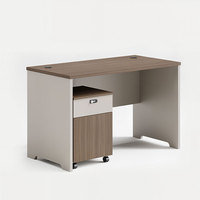 Bureau de travail moderne et simple avec armoire de rangement à roulettes et verrouillage, plateau épais E0, pour la maison ou l'entreprise, deux configurations de rangement au choix
