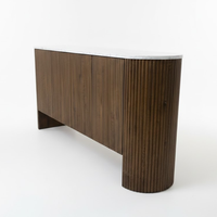 Meuble buffet moderne 4 portes avec table basse pour salon et chambre, en bois d'hévéa écologique, MDF et placage de chêne, 2 tiroirs, 2 compartiments