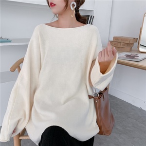 Đầu Mùa Thu Giản Dị Hàn Quốc Phiên Bản Giảm Béo Áo Thun Off-Shoulder Lười Biếng Phong Cách Lỏng Sexy Dệt Kim Áo Len Trong Màu Rắn - Product Image 6