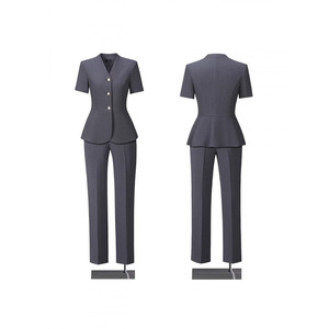 Women's V-neck Short Sleeve Blazer Skirt Suit Set Formal Summer Work Wear Commute Style My82322109 - Product Image 3