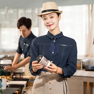 주방 호텔 레스토랑 카페 케이터링 맞춤형 로고 여성 남성 요리사 탑 편안한 통기성 탑 작업복 웨이터 셔츠