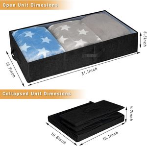 Movable Under Bed Clothes Storage Foldable Under Bed Storage <b>Box</b> With Lid for Organizing Clothes, Shoes, <b>Blankets</b>, Pillows - Product Image 5