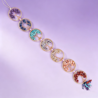 Arbre de Vie 7 Chakras Attrape-soleil en Cristal Fait Main Guirlande Suspendue en Pierres Naturelles Décoration Murale Guérison pour la Maison